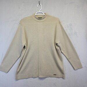 Geiger Sweater Mens 50 US 2XL Beige Mock Neck Wool Preppy Quiet Luxury Australia